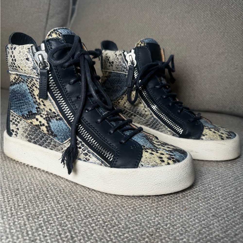 Giuseppe Zanotti Blue snake skin High-Top Sneakers - Picture 6 of 8